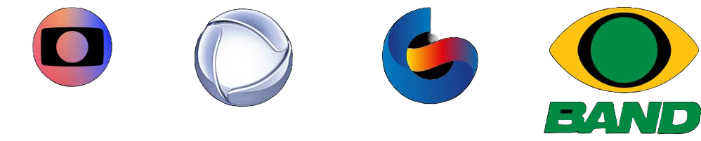 Logo das emissoras: Globo, Record, TV Guararapes e Band